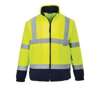 Portwest F301 Forro Polar con de Bolitas Paneles en Contraste 3 Bolsillos | Amarillo/Azul marino, 4XL, EN ISO 20471 Clase 3, Tejido Clasificado UPF 40+, Cuello Mao, Manga Larga, Puños Elásticos, Ligero