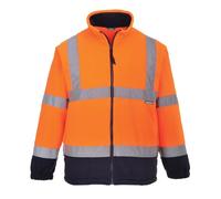 Portwest F301 Forro Polar con de Bolitas Paneles en Contraste 3 Bolsillos | Naranja/Azul marino, XL, EN ISO 20471 Clase 3, Tejido Clasificado UPF 40+, Manga Larga, Puños Elásticos, Con Cremallera