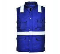Portwest F414N Chaleco de Calor Iona Espalda Más Larga Cinta Reflectante | Azul marino, 2XL, EN 17353, Cuello Mao, Sin Mangas, 35% Algodón, 65% Poliéster, Anilla D, Cierre por Cremallera y Corchetes