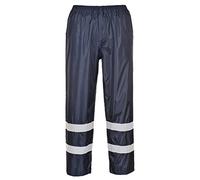 Portwest F441 Pantalones de Lluvia Iona Cintura Elástica Cinta Reflectante | Azul marino, XL, EN 343 Clase 3:1, EN 17353, Certificado CE, Corte Estándar, 100% Poliéster, Impermeable, Tejido Ligero