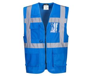 Portwest F476 Chaleco Iona Executive Dos Bolsillos de Parche Inferiores | Azul royal, M, EN 17353, Corte Ajustado, Abertura Frontal por Cremallera, Cinta Reflectante, Anilla D, Tela 100% Poliéster