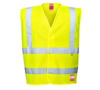 Portwest FR71 Chaleco de Alta Visibilidad Antiéstático Cierre Autoadherente | Amarillo, EN ISO 20471 Clase 2, CE, EN 1149-5, EN ISO 14116, Unisex, 4XL/5XL, Cinta Reflectante, Ligero, 98% Poliéster