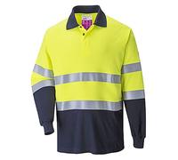 Portwest Polo FR74YNRM Bicolor ignífugo y antiestático Amarillo/Marino Talla M