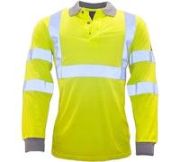 Portwest Polo de manga larga FR77YERM Ignífugo Antiestático Alta visibilidad Amarillo M