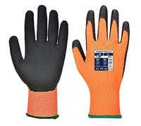 Portwest Guante Anti-Corte, Con Pu, Vis-Tex, Tamaño: S, Color: Naranja/Negro, A625O8RS