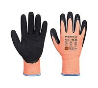 Portwest Guante De Nitrilo Anti-Corte Para Invierno Vis-Tex Winter Hr, Tamaño: S, Color: Naranja/Negro, A646O8RS