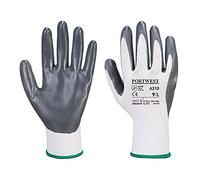 Portwest Guante De Nitrilo Flexo Grip, Tamaño: L, Color: Gris/Blanco, A310GRWL