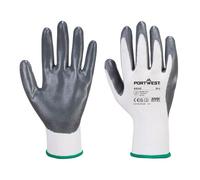 Portwest Guante De Nitrilo Flexo Grip, Tamaño: XL, Color: Gris/Blanco, A310GRWXL