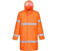 Portwest H442 Abrigo de trabajo Frontal con Tapeta Antiaguaceros Poliéster | Naranja, 2XL, EN 343 Clase 3:1, UPF 40+, 2 Bolsillos Seguros, Cuello Mao, Manga Larga, Costuras Encintadas, Impermeable