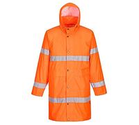 Portwest H442 Abrigo de trabajo Frontal con Tapeta Antiaguaceros Poliéster | Naranja, M, EN 343 Clase 3:1, UPF 40+, 2 Bolsillos Seguros, Manga Larga, Costuras Encintadas, Recubrimiento de PVC, Duradero