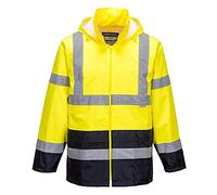 Portwest Chubasquero Classic Contrast – Alta visibilidad – Amarillo/Marino – Talla L – H443YNRL