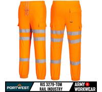 Portwest Hi Visibilidad Pantalón de Chándal Combate Hombre Rodilla Parches Vía