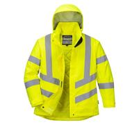 Portwest LW74 Chaqueta de 2 Bolsillos Laterales con Cremallera Impermeable | Amarillo, XS, EN ISO 20471 Clase 3, EN 342, Corte Ajustado, Mujer, Acolchado para Aislamiento Térmico, Borde Trasero Curvado
