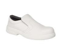 Portwest Mocasín De Seguridad Steelite S2, Tamaño: 47, Color: Blanco, FW81WHR47