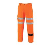 Portwest Pantalón Combat Para Ferrocarriles., Tamaño: S, Color: Naranja Altos, RT46ORTS