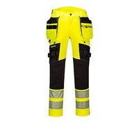 Portwest Pantalón Dx4 De Alta Visibilidad Con Bolsillos De Pistolera Desmontables, Tamaño: 42, Color: Amarillo/Negro, DX442YBR42