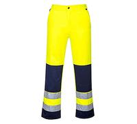 Portwest Pantalón Seville De Alta Visibilidad, Tamaño: M, Color: Amarillo/Marino, TX71YNRM