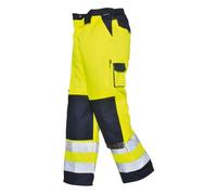 Portwest Pantalones De Alta Visibilidad Lyon, Tamaño: L, Color: Amarillo/Marino, TX51YNRL