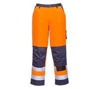 Portwest Pantalones De Alta Visibilidad Lyon, Tamaño: L, Color: Naranja/Marino, TX51ONRL