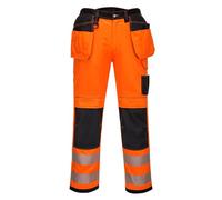 Portwest Pantalones De Trabajo De Alta Visibilidad Holster Pw3, Tamaño: 36, Color: Nar./Negro Bajos, T501OBS36