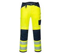 Portwest Pantalones De Trabajo De Alta Visibilidad Pw3, Tamaño: 28, Color: Amarillo/Marino, PW340YNR28