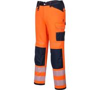 Portwest Pantalones De Trabajo De Alta Visibilidad Pw3, Tamaño: 34, Color: Naranja/Marino, PW340ONR34