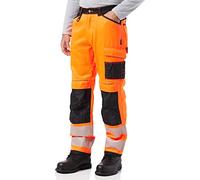 Portwest Pantalones De Trabajo De Alta Visibilidad Pw3, Tamaño: 48, Color: Naranja/Negro, PW340OBR48