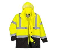 Portwest Parka 5 En 1 Executive De Alta Visibilidad, Tamaño: L, Color: Amarillo/Negro, S768YBRL