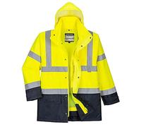 Portwest Parka 5 En 1 Executive De Alta Visibilidad, Tamaño: XS, Color: Amarillo/Marino, S768YNRXS
