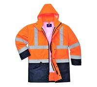 Portwest Parka 5 En 1 Executive De Alta Visibilidad, Tamaño: XXL, Color: Naranja/Marino, S768ONRXXL