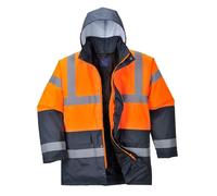 Portwest Parka Bicolor Traffic, De Alta Visibilidad, Tamaño: XS, Color: Naranja, S467ORRXS