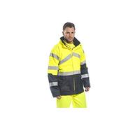 Portwest Parka Bicolor Transpirable De Alta Visibilidad, Tamaño: L, Color: Amarillo/Marino, S760YNRL