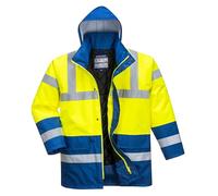 Portwest Parka De Alta Visibilidad Contrast Traffic, Tamaño: L, Color: Amarillo/Azulina, S466YRBL