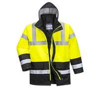 Portwest Parka De Alta Visibilidad Contrast Traffic, Tamaño: S, Color: Amarillo/Negro, S466YBRS