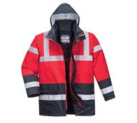 Portwest Parka de Alta Visibilidad Contrast Traffic S466RNRS Rojo/Marino Talla S