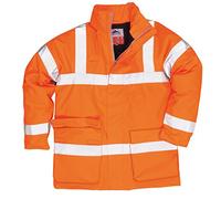 Portwest Parka De Alta Visibilidad, Ignífuga Y Antiestática Bizflame Rain, Tamaño: M, Color: Naranja, S778ORRM