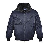 Portwest PJ10 Cazadora Pilot Cremallera de Doble Carro Bolsillo en la Manga | Azul marino, 5XL, EN 342, UPF 50+, Corte Estándar, Cuello Mao, 40% Poliéster, 60% Algodón, Chaqueta Multi-Uso, Ligero
