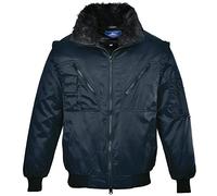 Portwest PJ10 Cazadora Pilot Cremallera de Doble Carro Bolsillo en la Manga | Azul marino, M, EN 342, UPF 50+, Corte Estándar, Cuello Mao, 40% Poliéster, 60% Algodón, Chaqueta Multi-Uso, Tejido Exterior