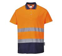Portwest Polo Bicolor Cotton Comfort, Tamaño: M, Color: Naranja/Marino, S174ONRM