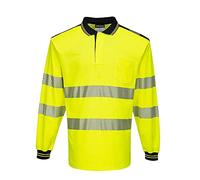 Portwest Polo De Alta Visibilidad De Manga Larga Pw3, Tamaño: XL, Color: Amarillo/Negro, T184YBRXL