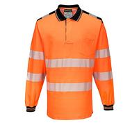 Portwest Polo De Alta Visibilidad De Manga Larga Pw3, Tamaño: XXL, Color: Naranja/Negro, T184OBRXXL