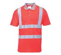 Portwest Polo De Manga Corta De Alta Visibilidad , Tamaño: XL, Color: Rojo, S477RERXL