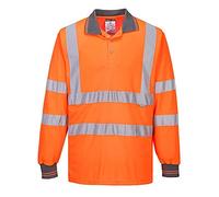 Portwest Polo De Manga Larga De Alta Visibilidad, Tamaño: M, Color: Naranja, S277ORRM