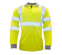 Portwest Polo De Manga Larga, Ignífugo, Antiestático Y De Alta Visibilidad , Tamaño: XL, Color: Amarillo, FR77YERXL