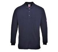 Portwest Polo De Manga Larga, Resistente A La Llama Y Antiestático, Tamaño: 4XL, Color: Marino, FR10NAR4XL