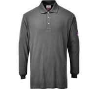 Portwest Polo De Manga Larga, Resistente A La Llama Y Antiestático, Tamaño: XL, Color: Gris, FR10GRRXL