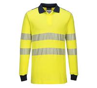Portwest - Polo ignifugé manches longues haute visibilité L Jaune / Bleu Marine