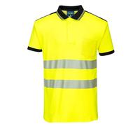 Portwest Polo M/C De Alta Visibilidad Pw3, Tamaño: 4XL, Color: Amarillo/Negro, T180YBR4XL