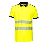 Portwest Polo M/C De Alta Visibilidad Pw3, Tamaño: L, Color: Amarillo/Negro, T180YBRL