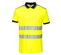Portwest Polo M/C De Alta Visibilidad Pw3, Tamaño: M, Color: Amarillo/Negro, T180YBRM